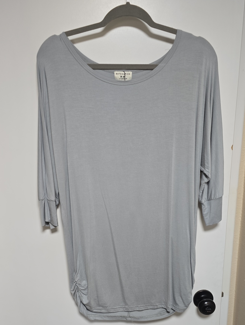 Match Light Gray Scoop Neck Long Sleeve Top